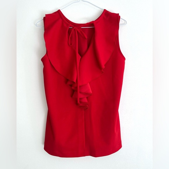 Ann Taylor Red Top V Ruffle Back, Size S - Picture 1 of 4
